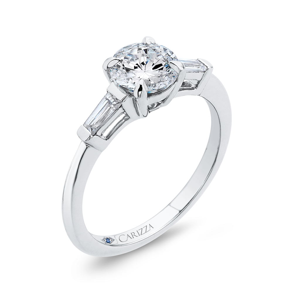 14K White Gold Round Diamond Classic Engagement Ring (Semi Mount)