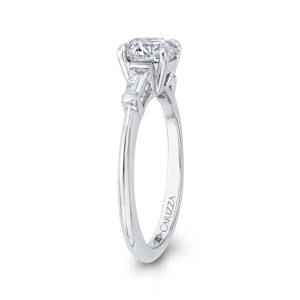 14K White Gold Round Diamond Classic Engagement Ring (Semi Mount)