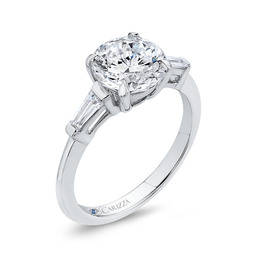 14K White Gold Round Diamond Classic Engagement Ring (Semi Mount)