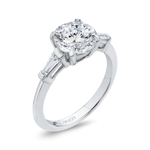 14K White Gold Round Diamond Classic Engagement Ring (Semi Mount)