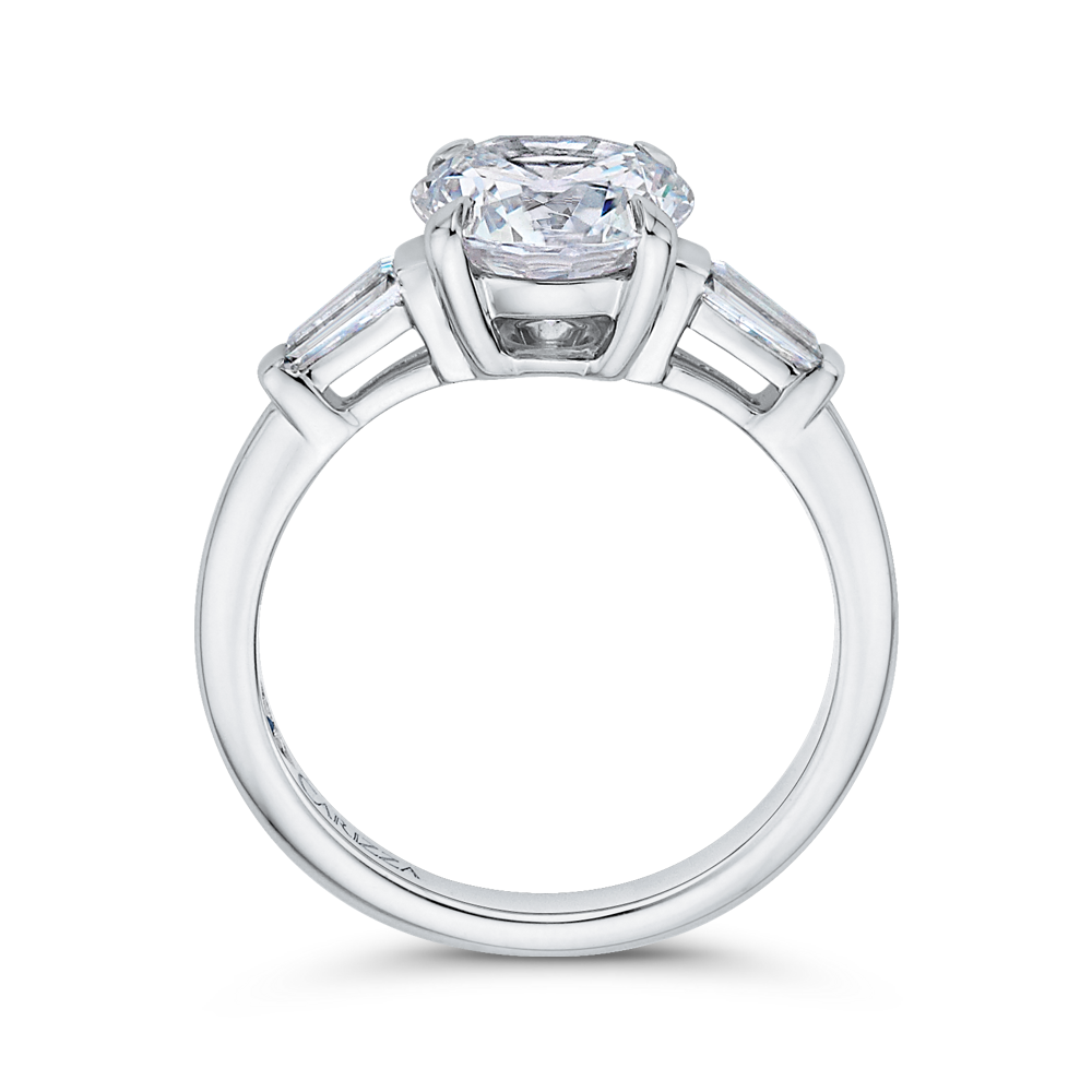 14K White Gold Round Diamond Classic Engagement Ring (Semi Mount)