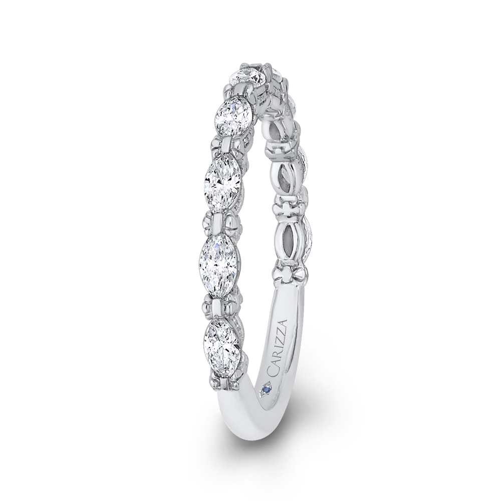 14K White Gold Marquise Diamond Wedding Band