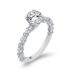 14K White Gold Round Cut Diamond Engagement Ring (Semi Mount)