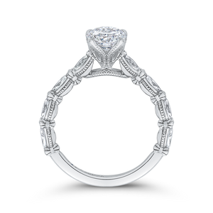 14K White Gold Round Cut Diamond Engagement Ring (Semi Mount)