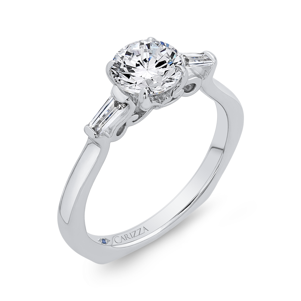 14K White Gold Round Diamond Engagement Ring (Semi Mount)