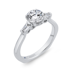 14K White Gold Round Diamond Engagement Ring (Semi Mount)