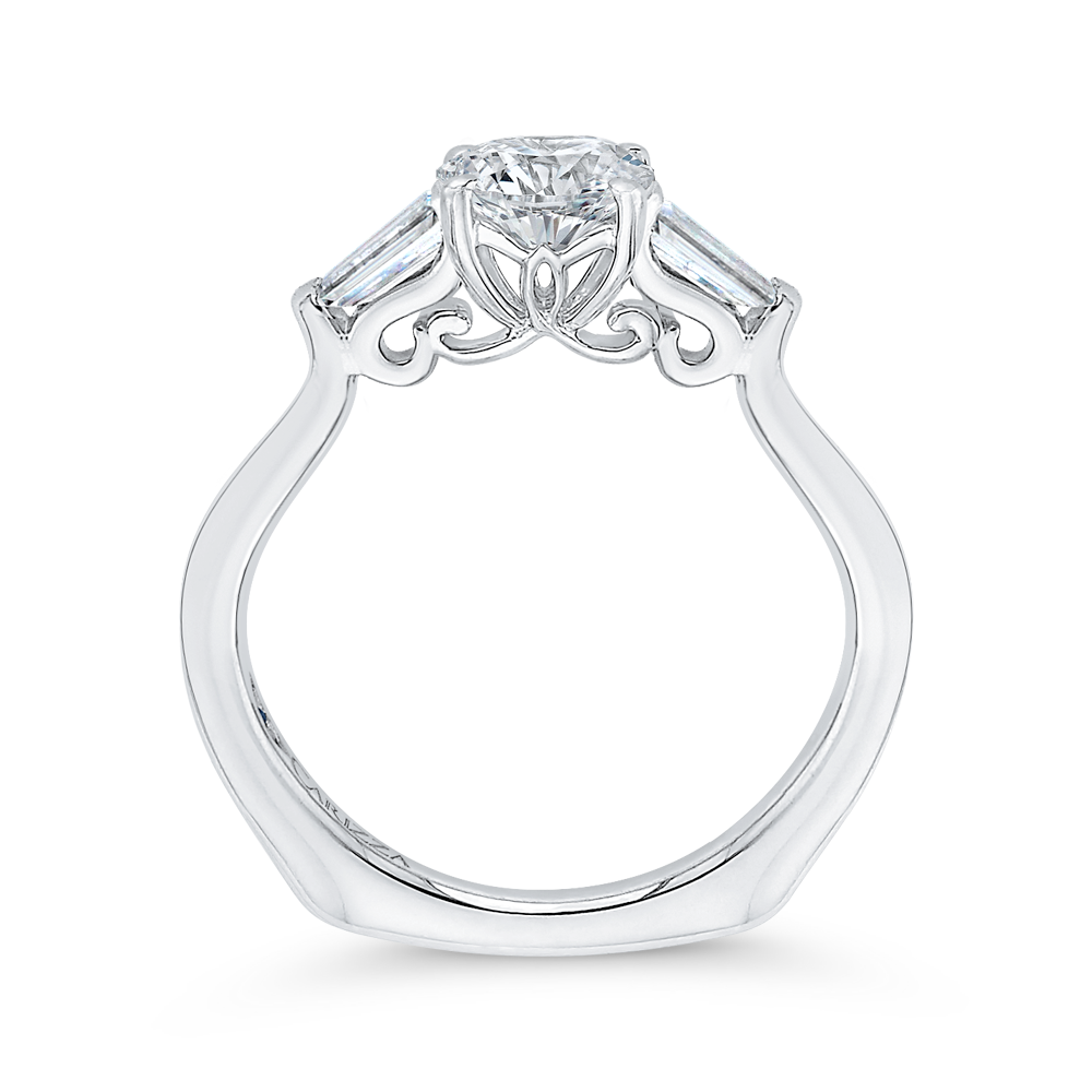 14K White Gold Round Diamond Engagement Ring (Semi Mount)