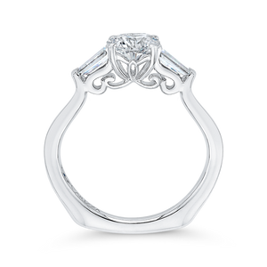 14K White Gold Round Diamond Engagement Ring (Semi Mount)