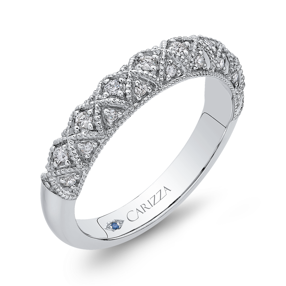 Round Diamond Half Eternity Wedding Band In 14K White Gold