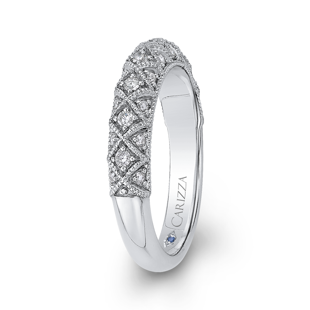 Round Diamond Half Eternity Wedding Band In 14K White Gold