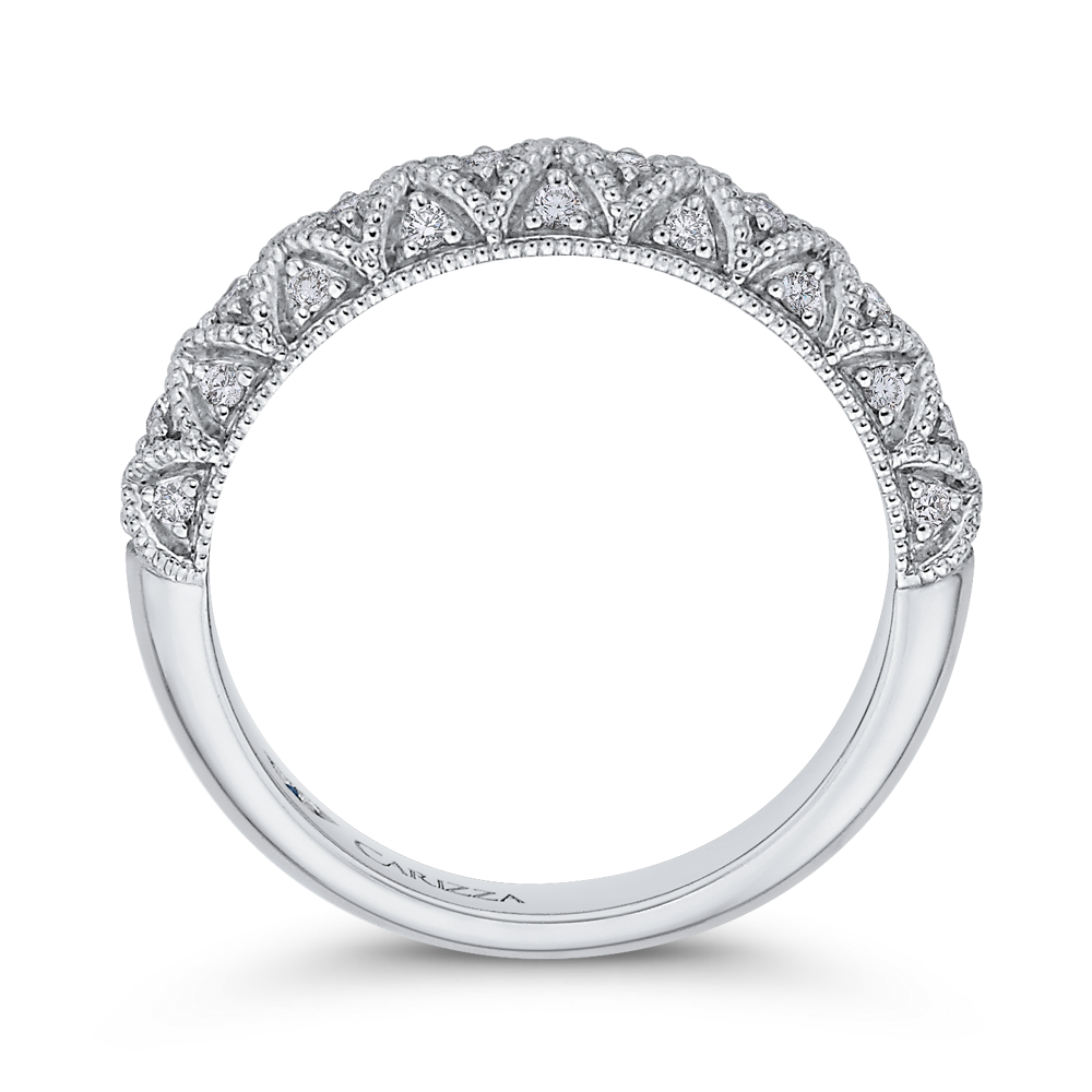 Round Diamond Half Eternity Wedding Band In 14K White Gold