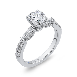 14K White Gold Round Diamond Engagement Ring (Semi Mount)