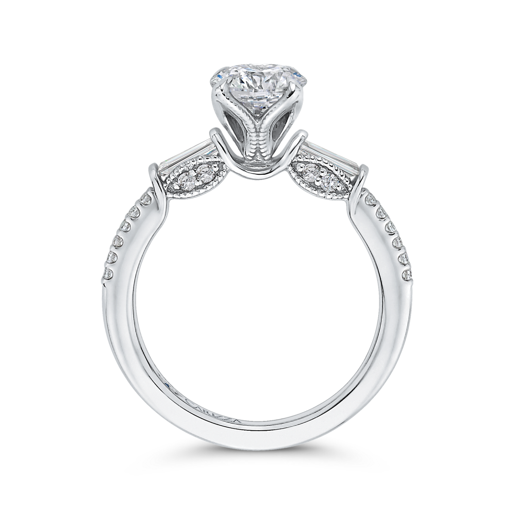 14K White Gold Round Diamond Engagement Ring (Semi Mount)