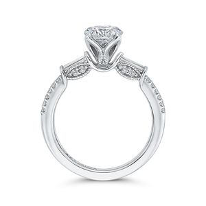 14K White Gold Round Diamond Engagement Ring (Semi Mount)