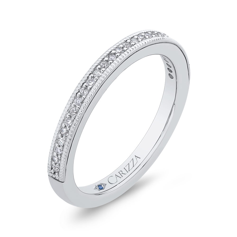 14K White Gold Round Diamond Half Eternity Wedding Band