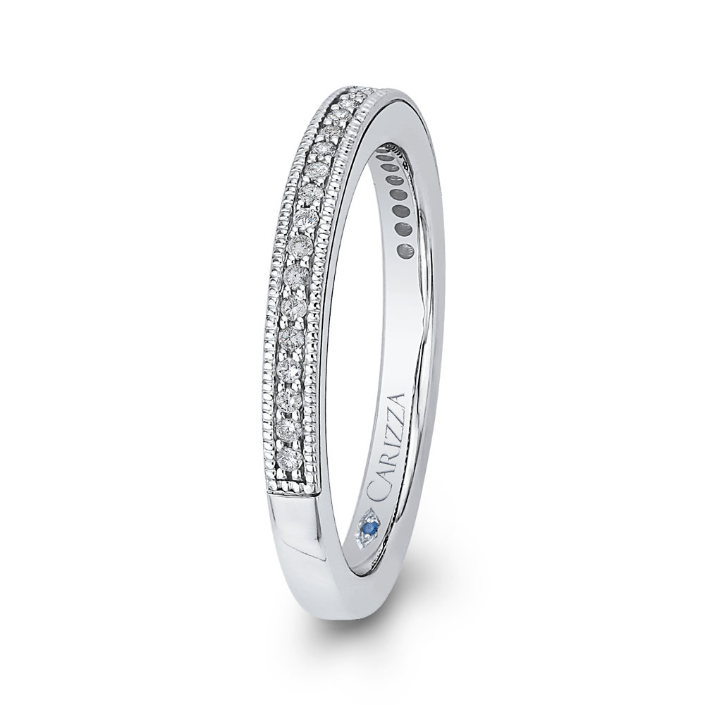 14K White Gold Round Diamond Half Eternity Wedding Band