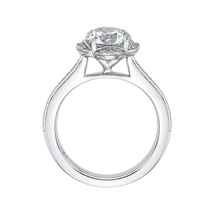 14K White Gold Round Diamond Halo Engagement Ring (Semi Mount)