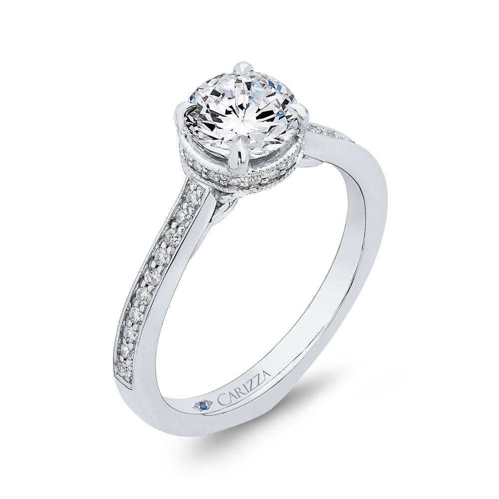 Round Diamond Engagement Ring In 14K White Gold (Semi Mount)