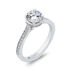 Round Diamond Engagement Ring In 14K White Gold (Semi Mount)