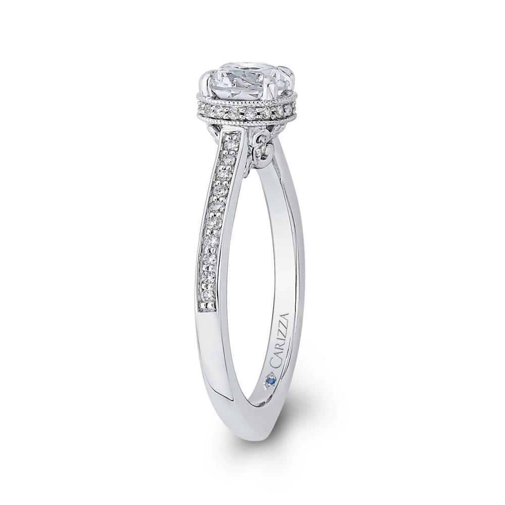 Round Diamond Engagement Ring In 14K White Gold (Semi Mount)