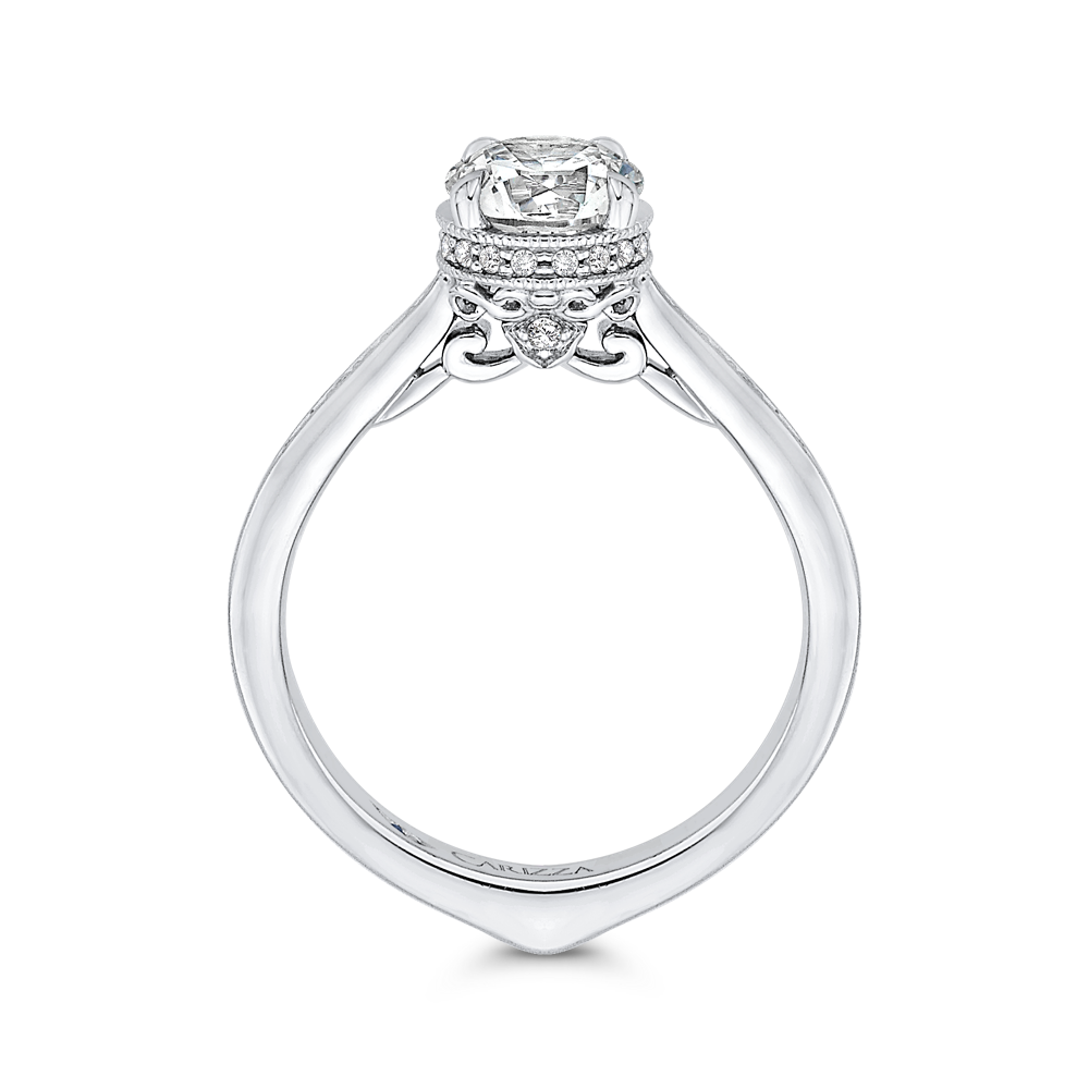 Round Diamond Engagement Ring In 14K White Gold (Semi Mount)