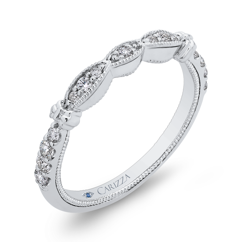 14K White Gold Round Diamond Half Eternity Wedding Band