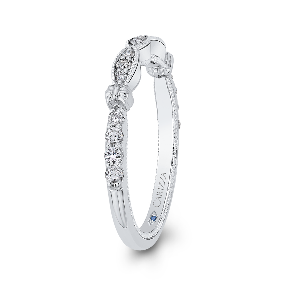 14K White Gold Round Diamond Half Eternity Wedding Band