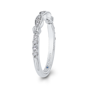 14K White Gold Round Diamond Half Eternity Wedding Band