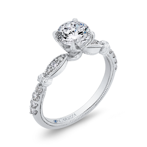 14K White Gold Round Diamond Engagement Ring (Semi Mount)