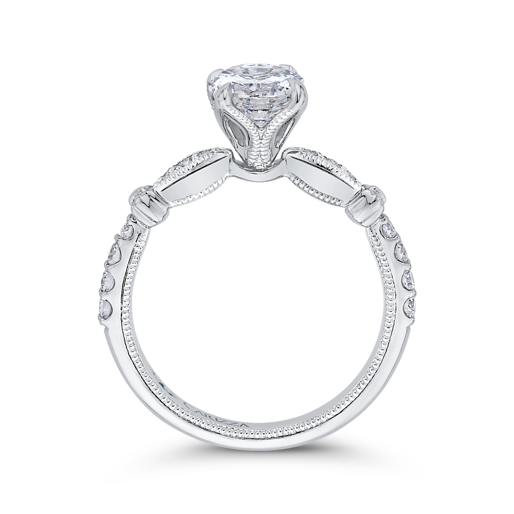 14K White Gold Round Diamond Engagement Ring (Semi Mount)