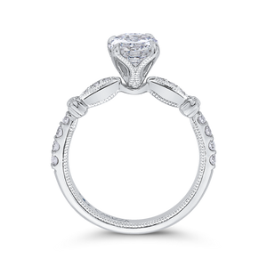 14K White Gold Round Diamond Engagement Ring (Semi Mount)