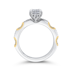 14K Two Tone Gold Round Diamond Engagement Ring (Semi Mount)