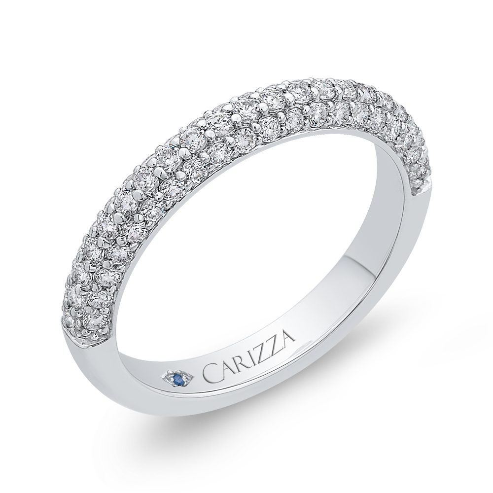 14K White Gold Round Diamond Half Eternity Wedding Band