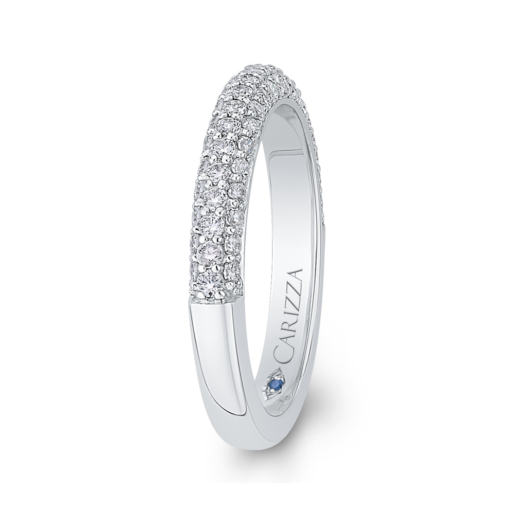 14K White Gold Round Diamond Half Eternity Wedding Band