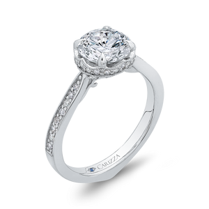 14K White Gold Round Diamond Engagement Ring (Semi Mount)