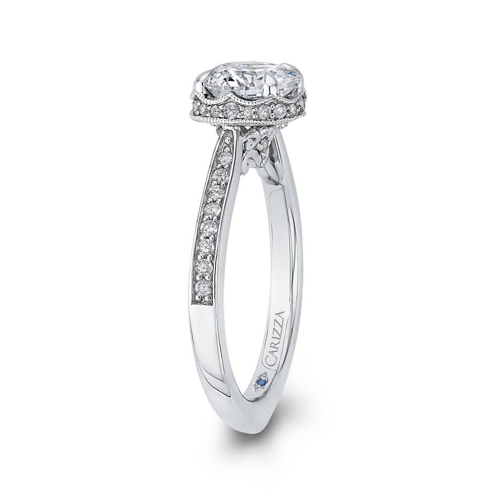 14K White Gold Round Diamond Engagement Ring (Semi Mount)