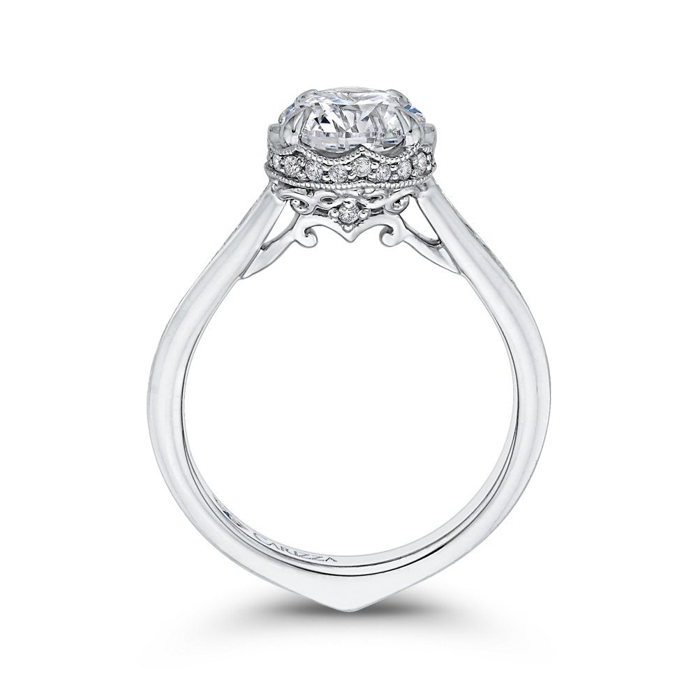 14K White Gold Round Diamond Engagement Ring (Semi Mount)