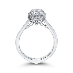 14K White Gold Round Diamond Engagement Ring (Semi Mount)