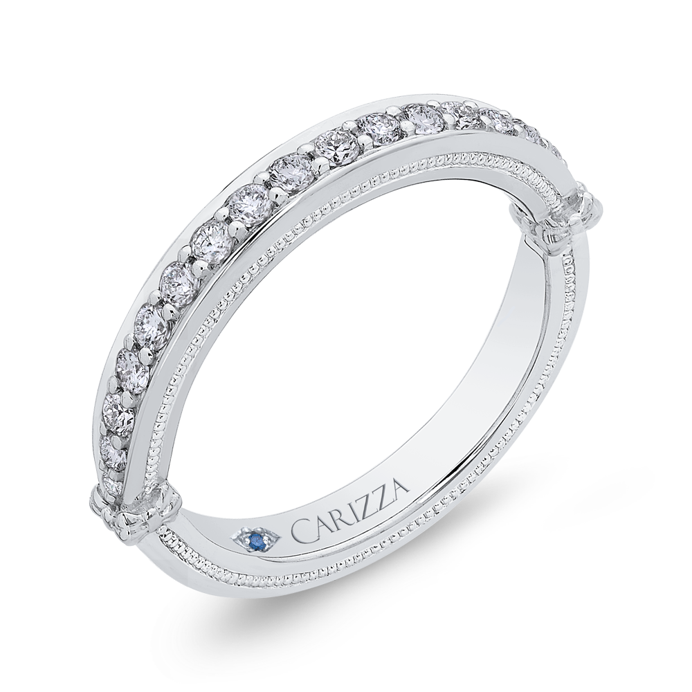 14K White Gold Round Diamond Half Eternity Wedding Band