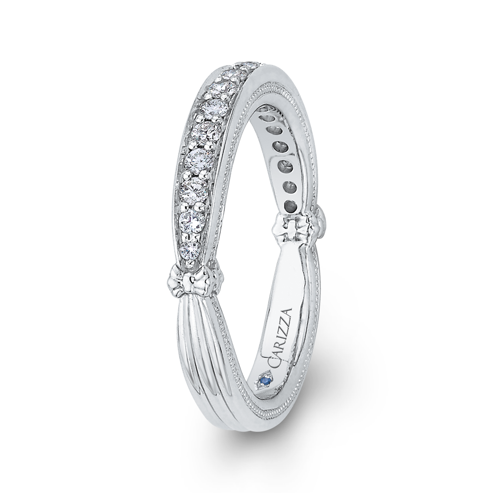 14K White Gold Round Diamond Half Eternity Wedding Band
