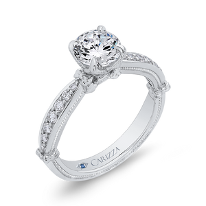 Round Diamond Engagement Ring In 14K White Gold (Semi Mount)