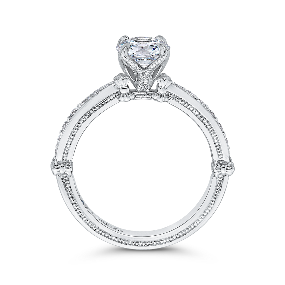 Round Diamond Engagement Ring In 14K White Gold (Semi Mount)