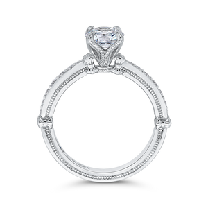 Round Diamond Engagement Ring In 14K White Gold (Semi Mount)