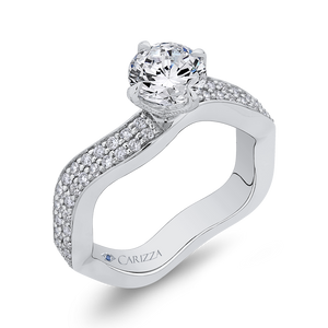 14K White Gold Round Diamond Engagement Ring (Semi Mount)