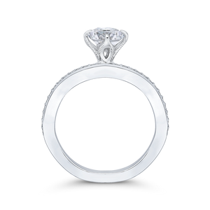 14K White Gold Round Diamond Engagement Ring (Semi Mount)