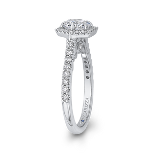 14K White Gold Round Diamond Halo Engagement Ring (Semi Mount)