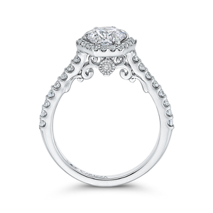 14K White Gold Round Diamond Halo Engagement Ring (Semi Mount)