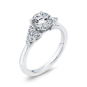 14K White Gold Round Diamond Classic Engagement Ring (Semi Mount)