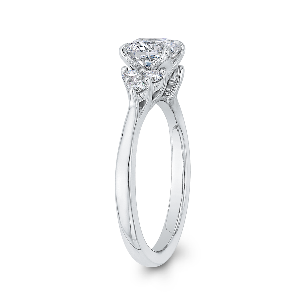 14K White Gold Round Diamond Classic Engagement Ring (Semi Mount)