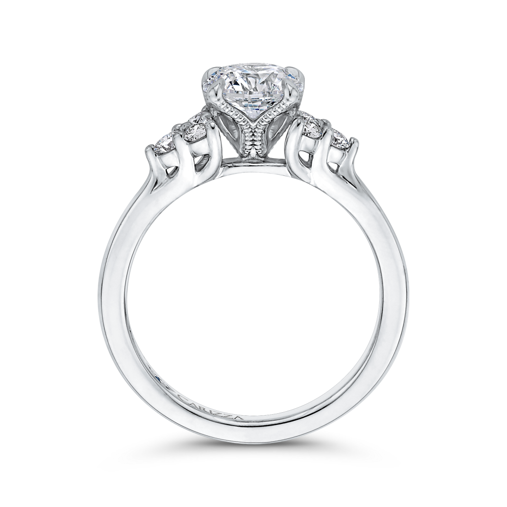 14K White Gold Round Diamond Classic Engagement Ring (Semi Mount)